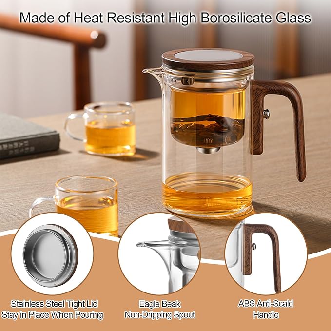 Enchanti Tea Pot, Glass Teapot with Removable Infuser, Magnetic Loose Leaf Tea Steeper, Magic Witchcraft Tea Pot with Strainer for Water Separation, Gift Package, 20.3oz/600ml