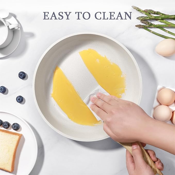 GiPP Ceramic Nonstick Frying Pan with Lid - 10" Healthy Non-Toxic Non Stick Skillet Omelette Pans, Induction Compatible Chef Pan, PFAS & PFOA-Free, Dishwasher Safe, Stay Cool Handles