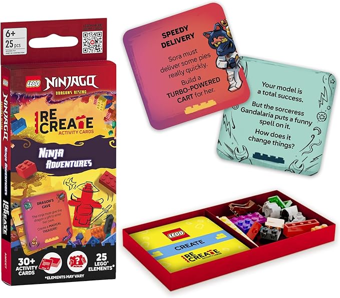 Lego NINJAGO Recreate Activity Cards – Ninja Adventures | Ninja-Themed Building Game with 30+ Activity Cards & 25 Lego Elements | Ages 6+
