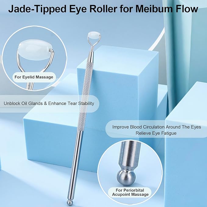 Metal Eyelid Massage Wand for Dry Eyes,Eyelid Roller for Chalazion,Stye & MGD Relief,Improves Meibum Flow & Unclogs Oil Glands,Gentle Meibomian Gland Expression for Blocked Eyelid Glands (mini)