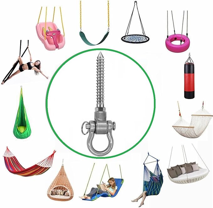4 Heavy Duty Swing Hangers Permanent Anti Rust Bearing, 180 Swing Hardware, 1500 LBS, 304 Stainless Steel Color