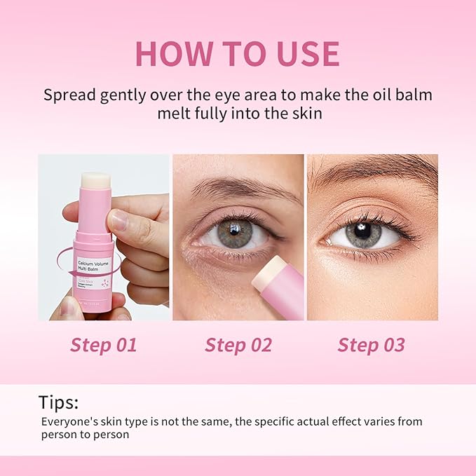 Hydrating Multi Eye Balm Stick, All-in-One Hydrating Lip Balm Firming eye balm Stick Neck Cream Make Up Base, Reduce Wrinkle Vegan & Cruelty-Free Under Eye Balm