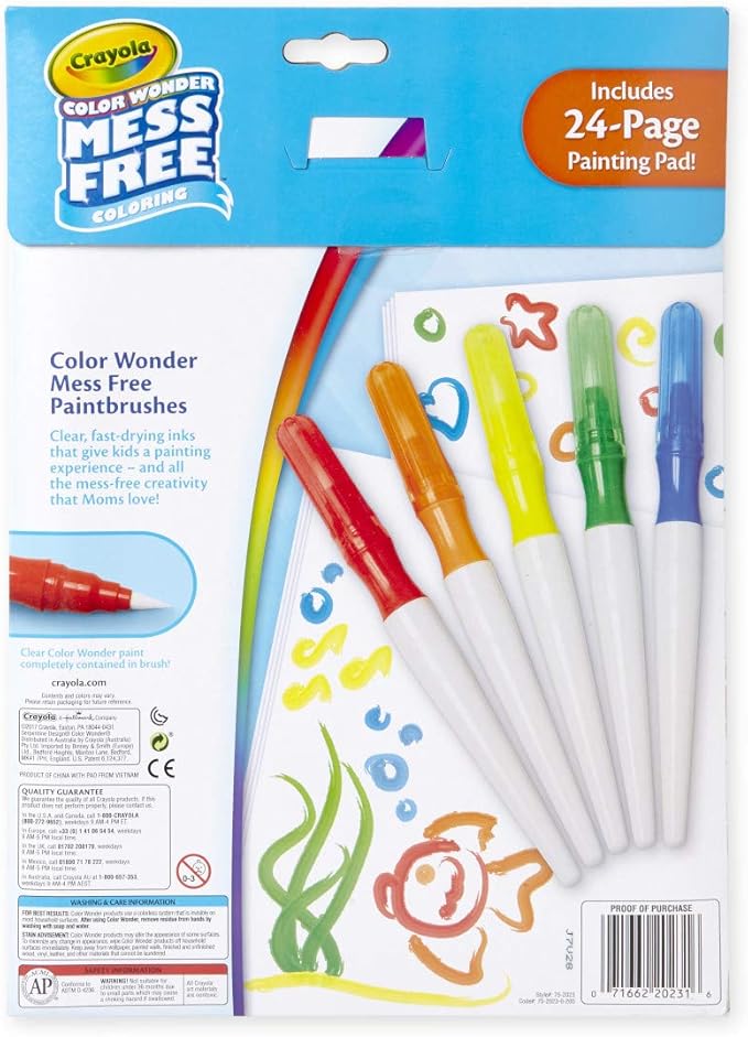 Crayola Color Wonder Paintbrush Pens & Paper, Mess Free Coloring for Toddlers, Painting Set, Toddler Arts & Crafts, Kids Gift (Pack of 2)