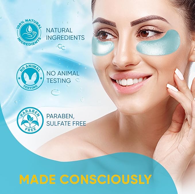 Under Eye Patches – 30 Pairs Hydrating Gel Masks with Collagen, Retinol & Albizia Bark | Helps Reduce Fine Lines, Wrinkles, Dark Circles, Puffiness & Eye Bags