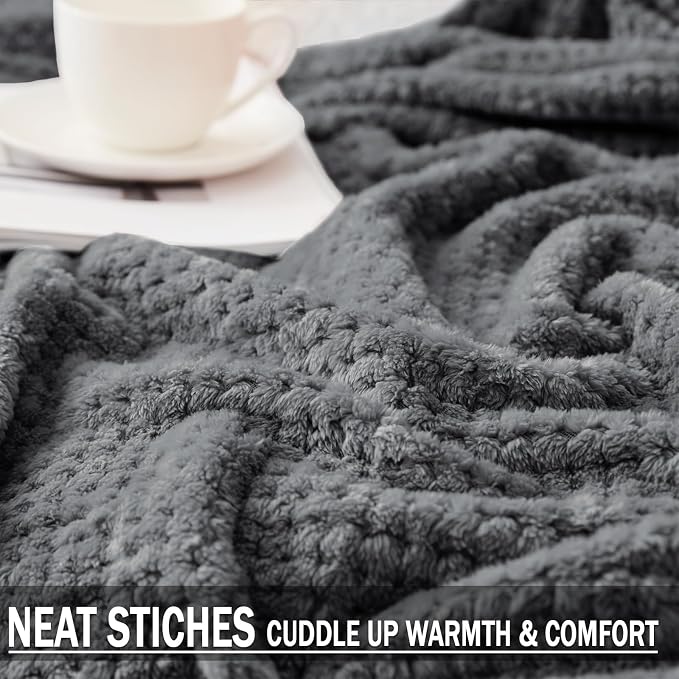 Exclusivo Mezcla Soft Waffle Fleece Bed Blanket Twin XL Size, Gray | Lightweight Plush Blanket for Bed, Couch, Sofa, Cozy Fluffy Design for Bedroom, Guest Room, All Season, 90x66 Inches