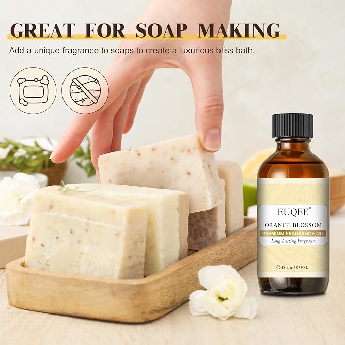 EUQEE Orange Blossom Fragrance Oil with Glass Dropper 2.02 Fl oz/60ml | Essential Oil for Diffuser, Soap Candle Making, Aromatherapy