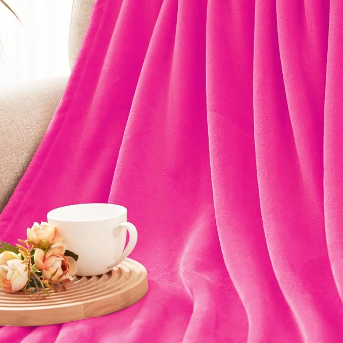 Exclusivo Mezcla Soft Fleece Blanket King Size for Bed, Hot Pink | 104x90 Inches, Double-Sided Brushed Flannel, Lightweight Plush Cozy Blanket for Home Decor, All Season, Machine Washable