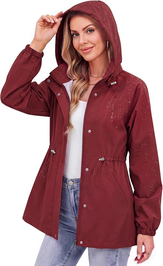 Zando Rain Jacket Women Waterproof - Lightweight Rain Coat with Hood Windbreaker Trench Raincoat for Women 2026 S-2XL