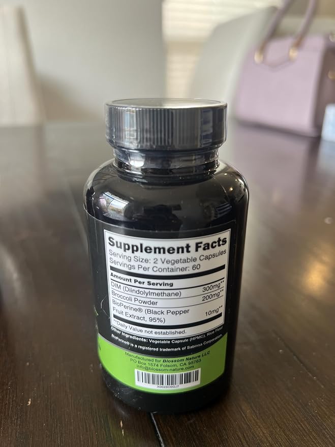 DIM Supplement 300mg with Broccoli 200mg BioPerine 10mg-Hormone and Estrogen Balance for Women & Men,Menopause Relief,PMS Support,Hormonal Acne Treatment-120 Caps,Diindolylmethane 150mg per Cap