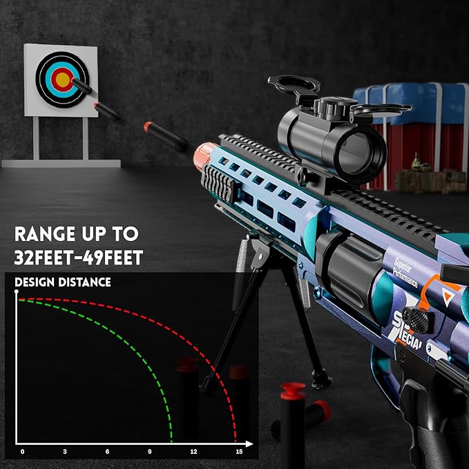 Soft Bullet Toy Gun Shotgun - Foam Dart Blaster Laucher Realistic Outdoor Play Adventure Force Level Bolt Action Plastic Fake Shot Gun Sniper Rifle Pistol Revolver Cool Kids Gifts Boys Age 8-12