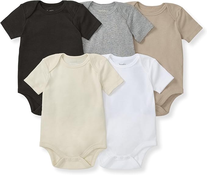 Burt's Bees Baby Bodysuits, Short Sleeve and Long Sleeve One-Pieces, 100% Organic Cotton