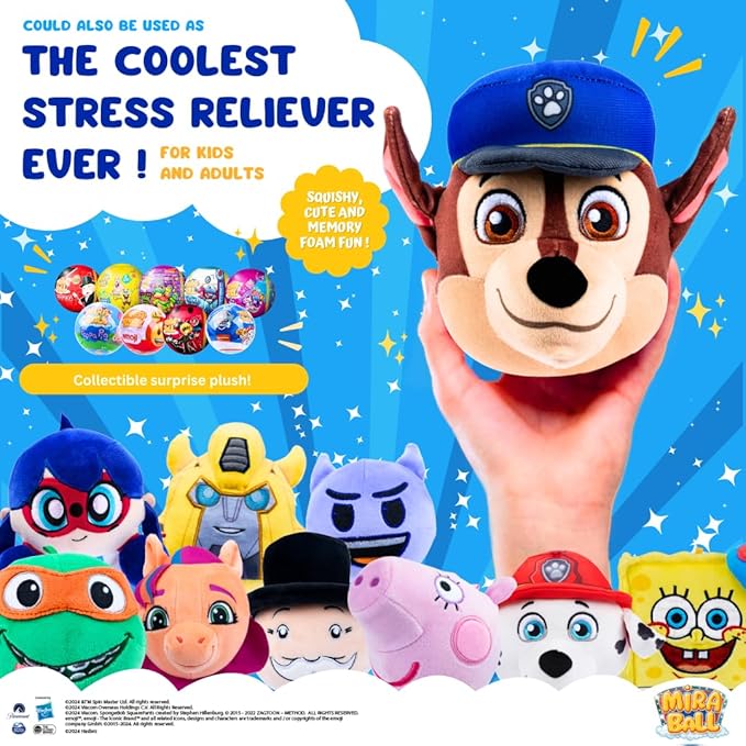 MiraBall PAW Patrol Plush, Blind Box Surprise Plushies - Mighty Pups Toy, Cute Stuffed Animal - Great for Gifts & Party Favors, Aged 3+ (4-Pack)