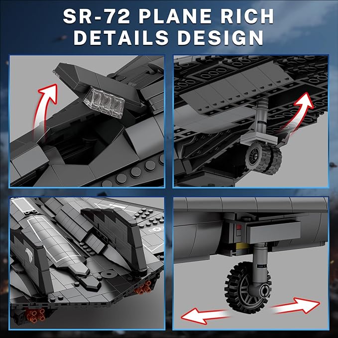 SR-72 Reconnaissance Fighter Jet Building Set, Military Airplane Toys Construction Set 33039, Model Plane Kit Aviation Collection, Gifts for Teens 14+, Adult and Military Fans