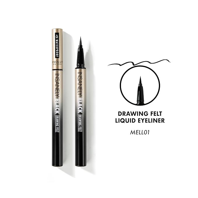 Absolute New York Insanely Black Flex Brush Liquid Eyeliner, Flexible Tip, Waterproof & Smudgeproof, Long-Lating and Pigmented