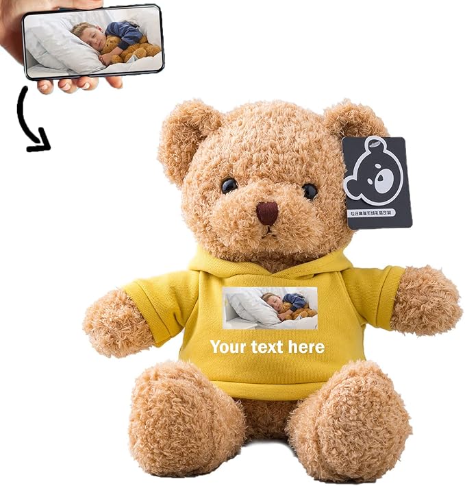Personalized Teddy Bear with Text+Photo, Valentines Bear Stuffed Animal Plush Toys as Personalized Gifts for Women Men on Valentines' Day Birthday Anniversary Christmas Day（16 inch-Text+Photo