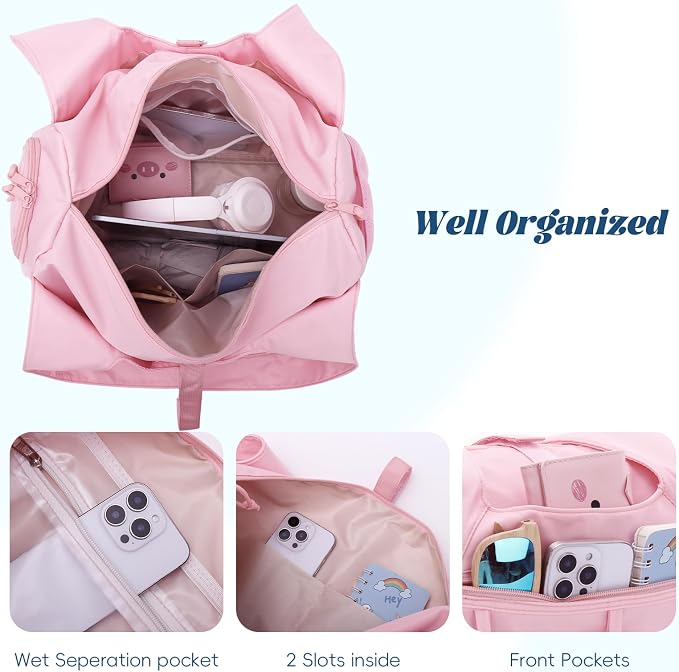Oweisong Gym Bag for Women Sports Duffel Bag Lightweight Yoga Tote Travel Carry On Handbag with Shoes Compartment