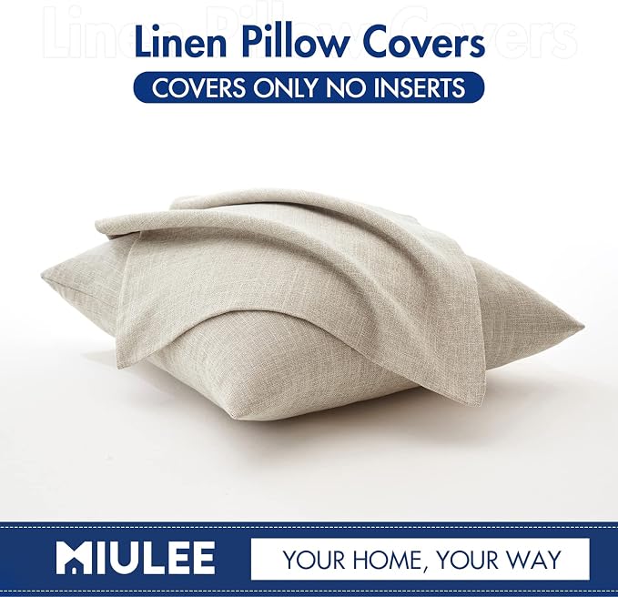 MIULEE Pack of 2 Decorative Linen Burlap Textured Pillow Covers Farmhouse Boho Accent Pillowcases Spring Home Decor for Couch Sofa Bedroom Living Room 20x20 Inch Taupe