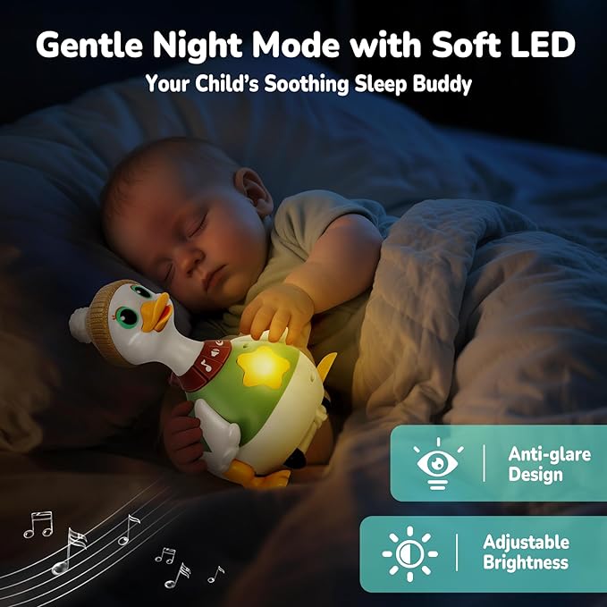 Hestiasko Baby Toys 6 8 10 12 Months, Tummy Time Duck Toy, Musical Dancing Duck Set with Lights & Sounds, Crawling and Interaction Toys for 1 Year Old Girl Boy Baby Stocking Stuffers