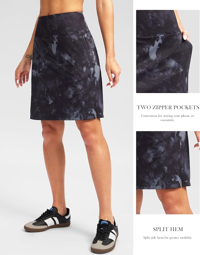 G Gradual 20" Skorts with Pockets Knee Length Golf Skirt | Built in Soft Shorts, High Waisted, Tummy Control, Breathable, Long Skorts for Athletic, Tennis, Dressy, Casual, Summer