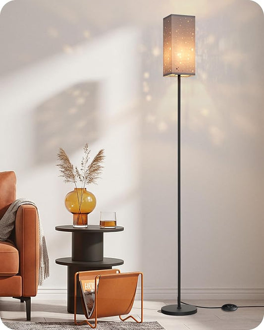 64.6" Floor Lamp, with Foot Switch, Standing Lamp with Sky Stars Design, Modern Freestanding Lamp (Bulb Not Included), for Living Room, Bedroom, Office, ETL Listed,Gray Starry Sky AH07LD05