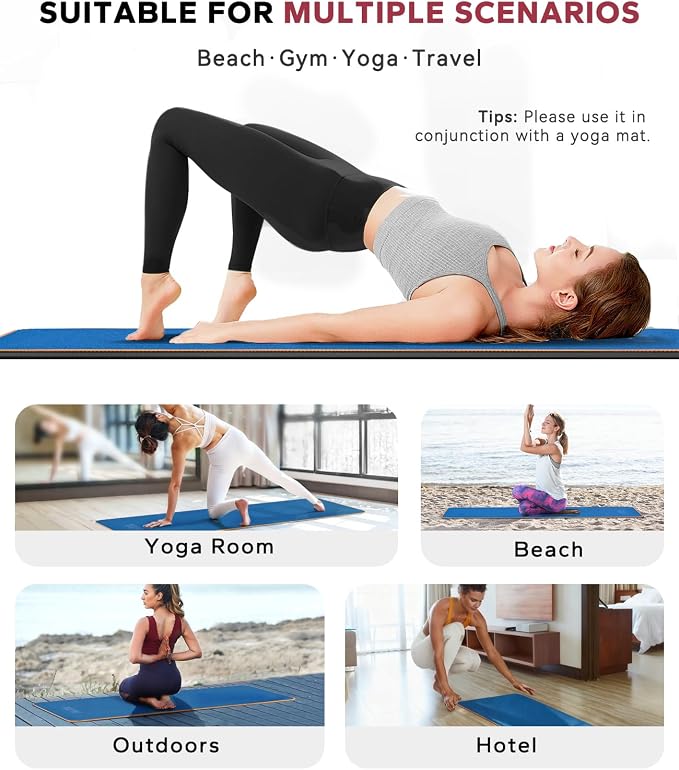 HAPBEAR Hot Yoga Towel with Non-Slip Grip Dots, 72" x 24" - Super Absorbent, Soft Microfiber Yoga Mat Towel for Bikram, Gym, Pilates - Blue