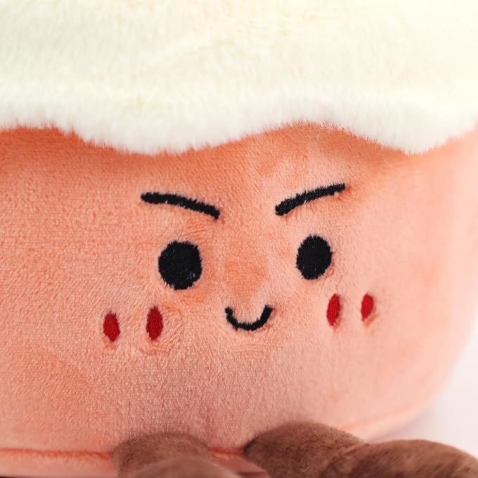 RECUR Birthday Cake Plush Toy, Pink Cream Cake Food Stuffed Animals, Cute Plushie Birthday Gift