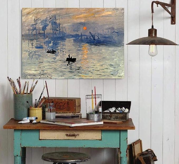 Niwo ART - Impression Sunrise, World's Most Famous Paintings Series, Canvas Wall Art Home Decor, Gallery Wrapped, Stretched, Framed Ready to Hang (24"x20"x3/4")