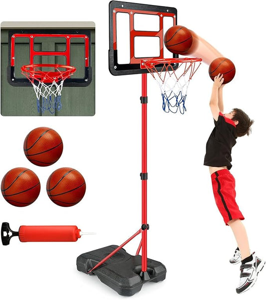 Boys Toy Gifts for 3 4 5 6 7 8 Years Old, Kids Basketball Hoop Adjustable Height 3.5FT-6.2FT, Mini Basketball Hoop for Kids, Basketball Goal Toys Outdoor Indoor Game Gifts for Boys