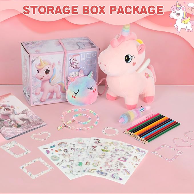 Unicorn Magic Gift Set for Girls Age 3-8 | 10-in-1 Arts and Crafts Kit with Plush Toy, Stickers & Drawing Supplies | Creative Screen-Free Play | Gift Ready (Sets)