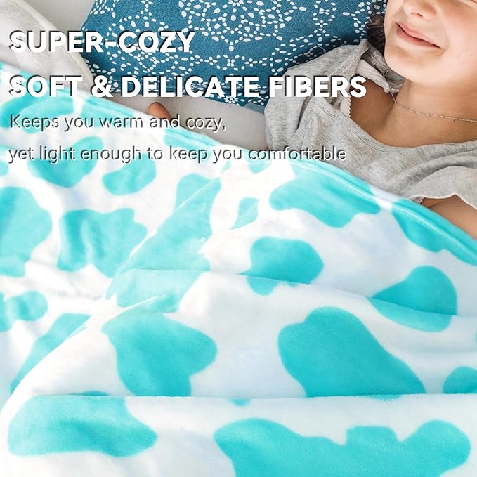 Blue Throw Blanket for Couch Bed, Warm Fuzzy Fleece Soft Blankets for Adults Kids, Light Blue Gifts for Women Girls Boys, Cozy Cute Coastal Living Room Decor, 50x60 Inches