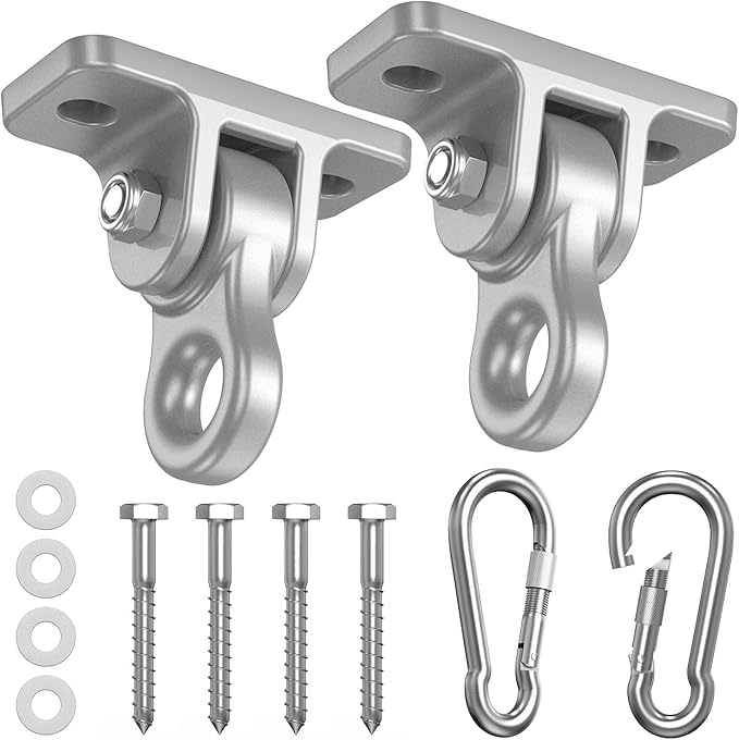 Heavy Duty Swing Hangers Hardware Included-Corrosion Resistant Alloy Steel 5000+ lb Capacity for Wooden Porch Swings,Aerial Yoga Chairs,Playgrounds,Trapeze&More-Indoor Outdoor-Set of 2,Silver