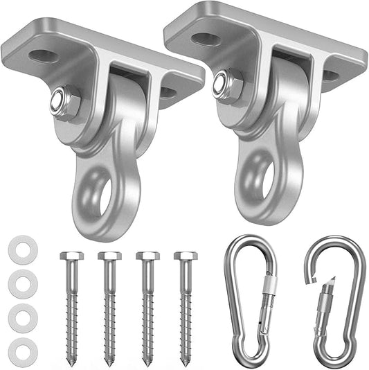 Heavy Duty Swing Hangers Hardware Included-Corrosion Resistant Alloy Steel 5000+ lb Capacity for Wooden Porch Swings,Aerial Yoga Chairs,Playgrounds,Trapeze&More-Indoor Outdoor-Set of 2,Silver