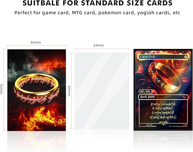 Katomula 100 MTG Card Sleeves with 100 Inner Sleeve, Textured Back Art Sleeves, Fit Standard Size Cards- The-One-Ring