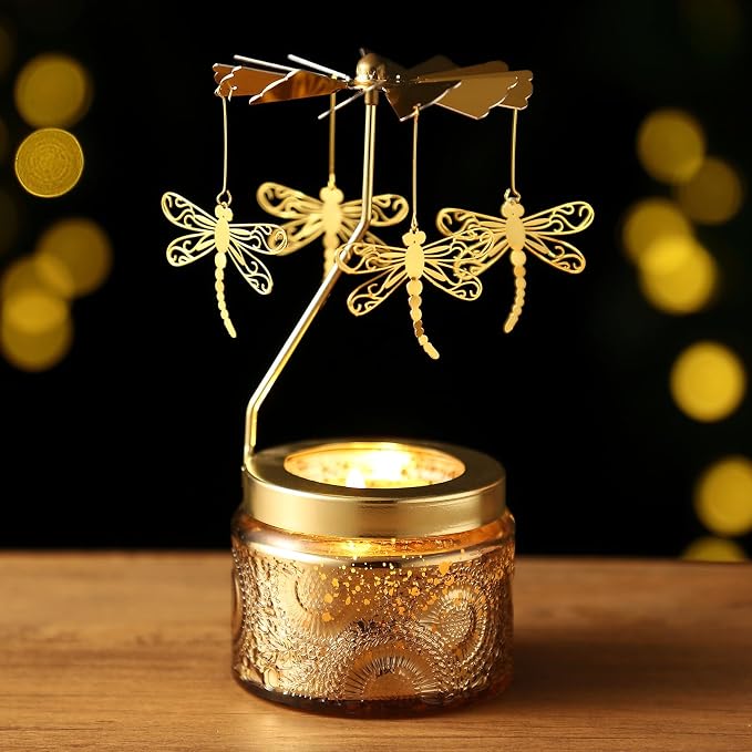 Dragonfly Rotating Scented Candle, Gifts for Women Mom Daughter Sister Wife | Birthday Gifts for Women Friendship, Unique Candle Gift for Christmas Anniversary Mothers Day