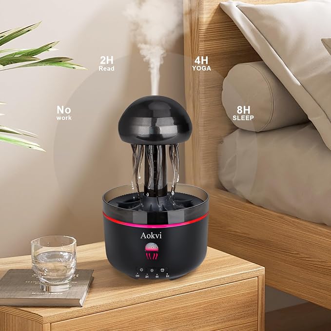 Essential Oils Diffuser,300ML Aromatherapy Diffuser,Ultrasonic Essential Oil Diffuser,Jellyfish Humidifier with 7-Color LED,Timer and Auto-Off for Office,Yoga,Bedroom Scent Diffuser(Black