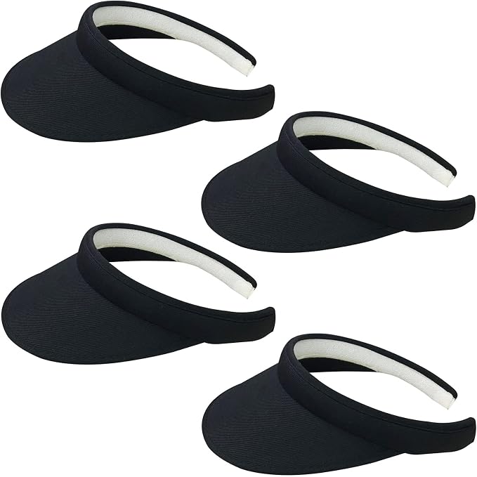 4 Pack Sun Visor Hats Women Men Clip on Cotton Wide Brim Visors Hat Outdoor Sports Golf Beach Travel Tennis Caps