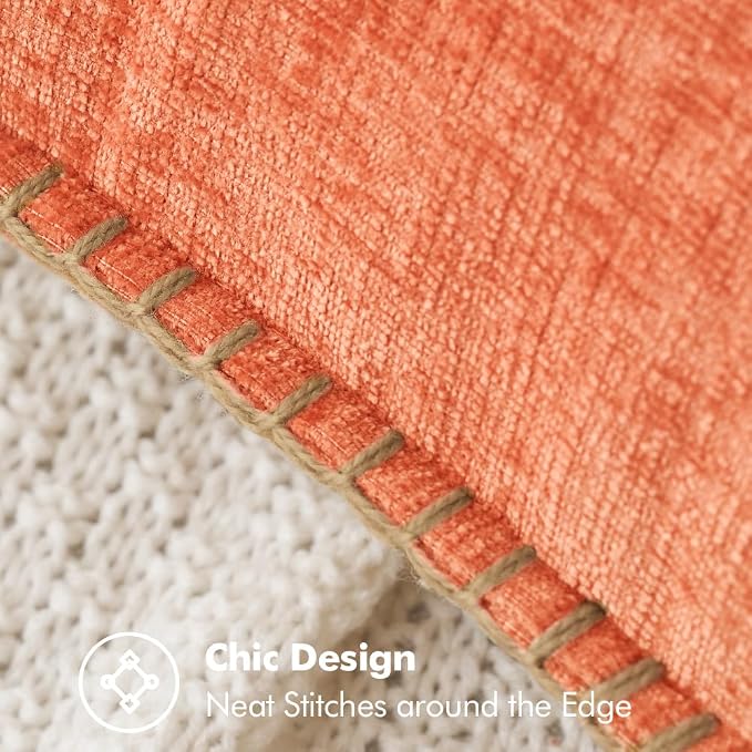 MIULEE Decorative Couch Throw Pillow Covers 18x18 Inch Coral Red 2 Pack | Farmhouse Pillow Covers with Stitched Edge, Soft Chenille Cushion Cases, for Sofa Bed Living Room Home Decor