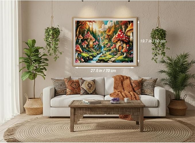 1000 Pieces Jigsaw Puzzles for Adults, Magic Series - Premium Fantasy Art & Seamless Interlock, Challenging Brain Teaser, Large 28" x 20", Great Gift Idea & Home Decor（Mushroom House）
