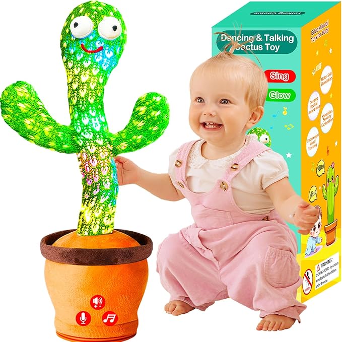 Baby Toys Interactive, Dancing Talking Cactus Toy Volume Adjustable, Mimicking Singing Repeating, Kids Toddler Infant Baby Toys Gifts for Boys Girls, Valentine's Day Gifts for Kids Baby Todder