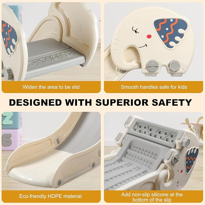 Indoor Couch Slide for Toddlers 1-3, Kids Baby Toddler Slide, Add-on for Modular Play Couches, Indoor Playset for Sofa Bed Stair, with Secure Guardrail, Gentle Slope, Extended Buffer Zone (Small)