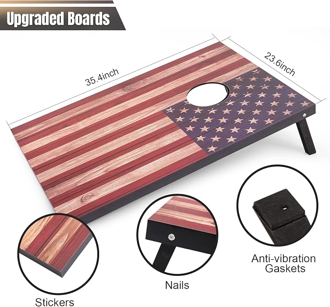 Cornhole Set 4x2 and 3X2 Regulation Size Corn Holes Sets with Carrying Bags & 8 Bean Bags Cornhole Boards Bean Toss Games for Adults Family Outdoor Beach Lawn Outside Backyard Games