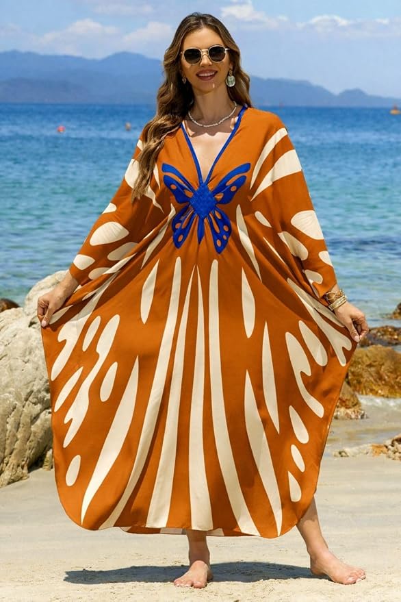 Mumu Dresses for Women Plus Size, Bohemian Kaftan Beach Cover Up Long Maxi Nightgown Soft Loungewear