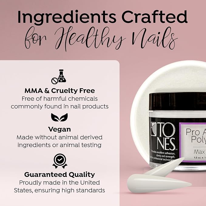 TONES Professional Nail Powder – Max White (Creamy Soft Off-White) | Long-Lasting Salon-Grade Polymer for Extensions & Sculpting | Non-Yellowing French Tips | USA Made (3.5 oz)