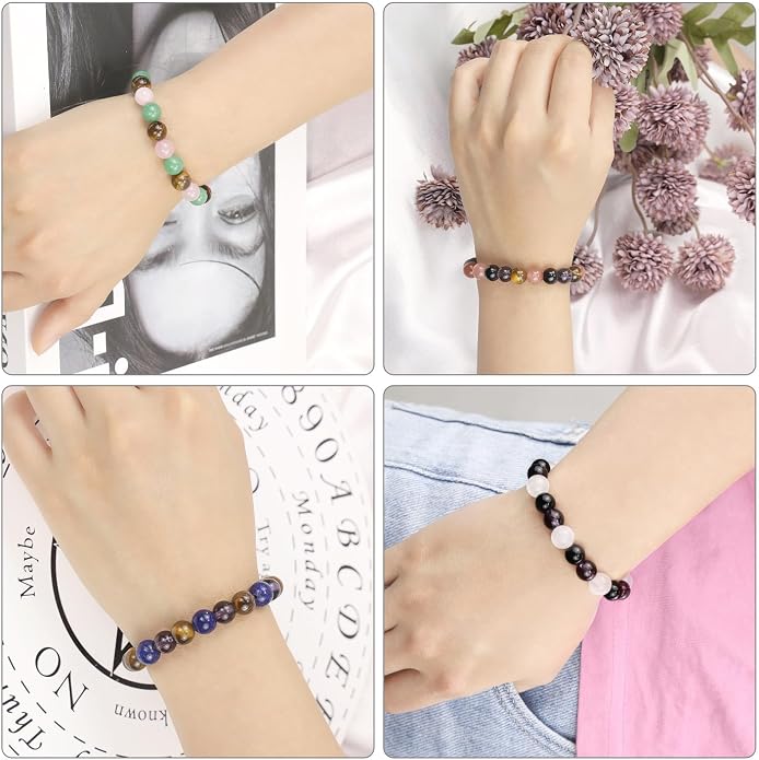 MAIBAOTA Healing Crystal Bracelet for Women Empath Protection & Safe Travel & Anxiety Relief Bracelet - New Beginnings Lucky Charms for Travel/New Job/Next Chapter
