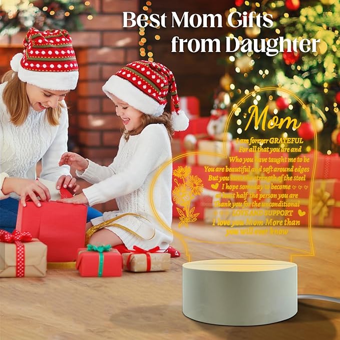 Lovely Mother-Best Mom Birthday Gifts from Daughter Son，Mom Night Light，Room Decoration Mom's (1 Pack)
