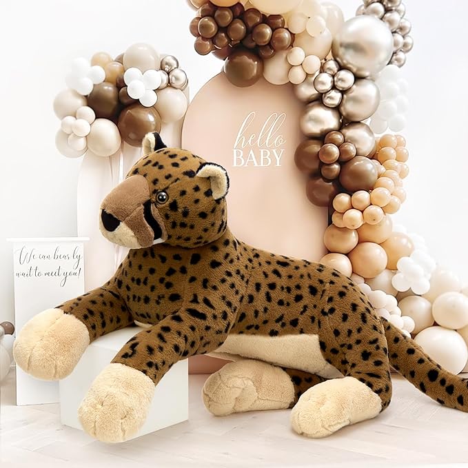 MaoGoLan Large Cheetah Stuffed Animal for Boy, Giant Cheetah Plush Toy for Girl, Ridable Stuffy Leopard for Kid, Stuffed Leopard Plush Pillow for Baby Shower, Birthday Gifts or Party Favor, 53 inches