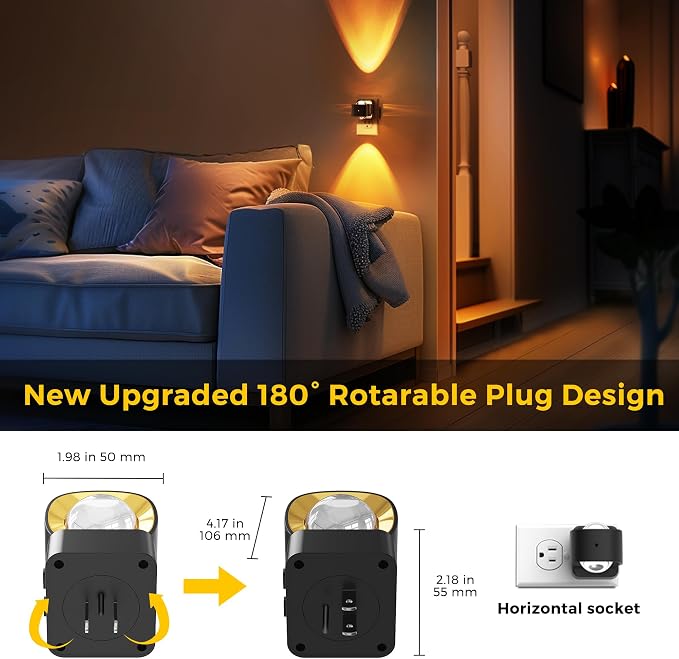 L LOHAS LED Night Light Projector, Color Changing Plug in Night Light RGB | Dusk to Dawn Sensor Night Lights, Rotating Nightlight, RGB Ambient Lighting for Bathroom, Gaming Room, Gifts,1 Pack