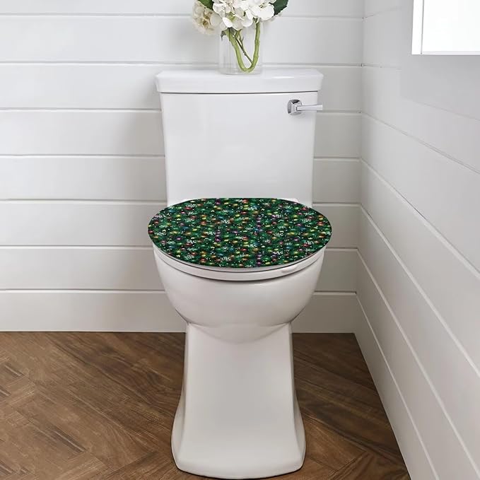 Toilet Seat Cover, Machine Washable Reusable Toilet Seat Cover, Fits Most Round, Elongated and Oval Toilet Lid Cover-Christmas Tree
