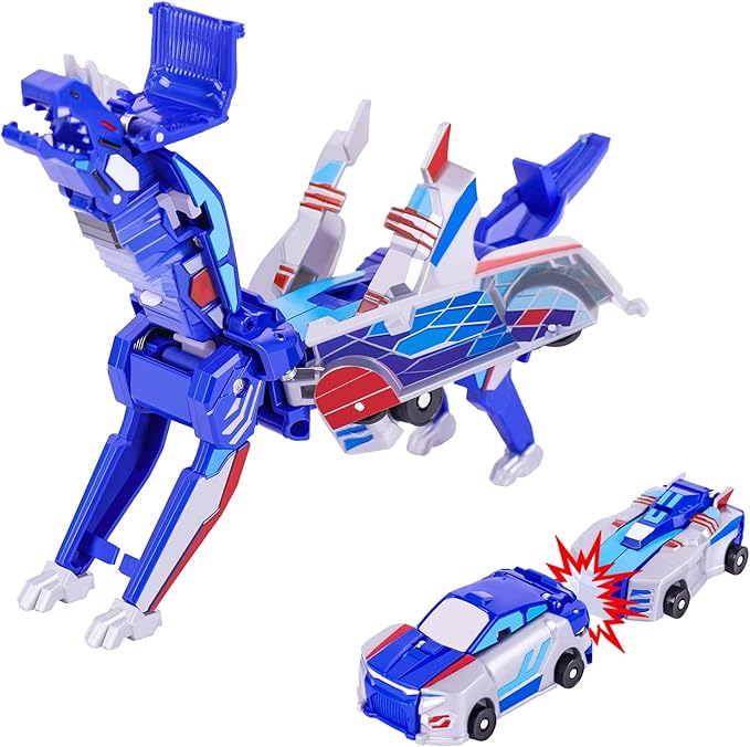 Collision Transforming Dinosaur Car Toys,2 in 1 Magnetic Cars Collision Transform into Dino Toys,Car Robot for Boys Girls Toy Age 2-12, Christmas Birthday Gift