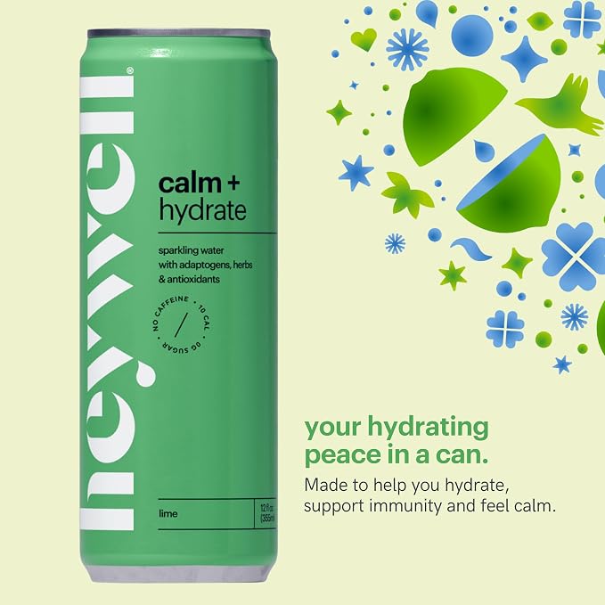 Heywell Sparkling Adaptogenic, Calm Variety Pack, 12 Fluid Ounce (Pack of 12) - Organic, Non GMO, Vegan, Gluten Free, Dairy Free